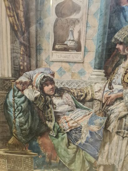 null VITALI E., XIX-XXe siècle
Deux femmes au harem
aquarelle gouachée, en bas à...