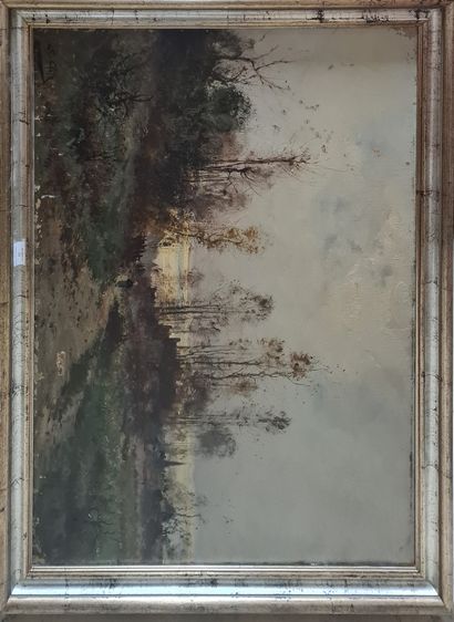 null CLAIR Charles, 1860-1930,
Paysanne au chemin,
huile sur toile (manques), signée...