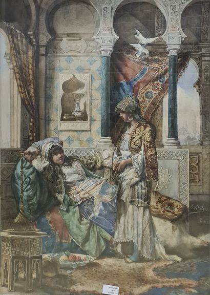 null VITALI E., XIX-XXe siècle
Deux femmes au harem
aquarelle gouachée, en bas à...