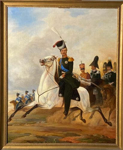 null Ecole de la première moitié du XIXème siècle
Portrait de généraux russe à cheval
Deux...