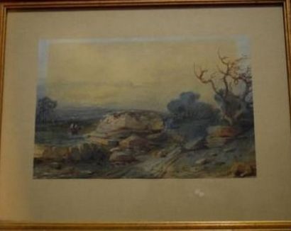ECOLE XIXème siècle
Paysage au rocher
aquarelle
9.5...