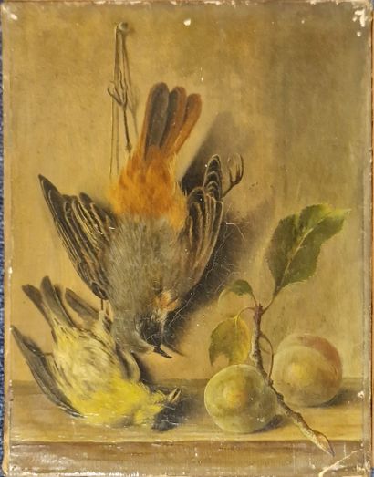 ZOLLA H., XIXe siècle,
Oiseaux et prunes,...