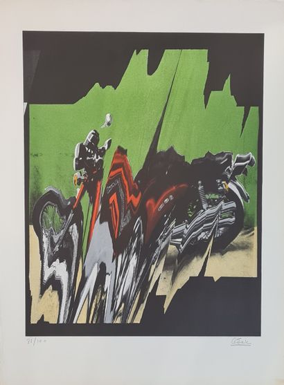 null CÉSAR (1921-1998)
Sans titre, moto compressée, 1973
Lithographie en couleurs,...
