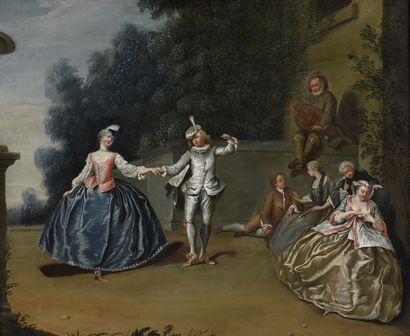 null ECOLE FRANCAISE 
Première moitié du XVIIIème siècle 

Le pas de danse au son...