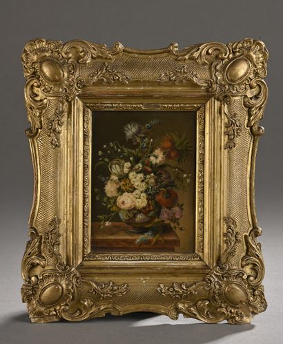 null BAYLE Bertrand Georges (attribué à)
1788-1851

1. Vase de fleurs sur un entablement...