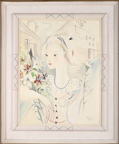 POSSOZ Mily, 1888-1967
Jeune fille aux fleurs
aquarelle...