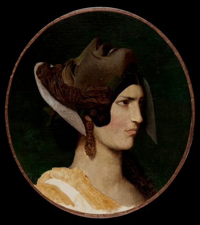  GÉRÔME Jean-Léon, 1824-1904
Femme au masque antique, circa 1845
Huile sur toile... Gazette Drouot
