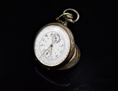 null OMEGA 
Circa 1910
Silver chronograph-type pocket watch, patented SGDG white...