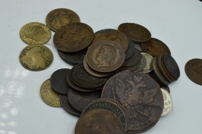 Lot de monnaies en cuivre du XIXème siècle...