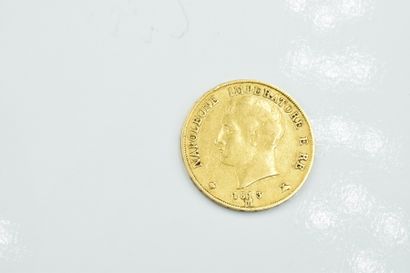 Pièce en or de 20 Lires Napoléon Empereur...