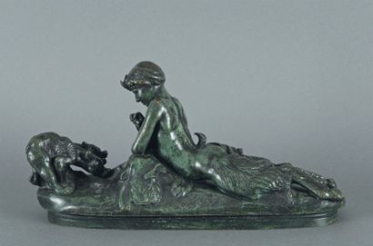 Emmanuel FREMIET d'après Pan et deux oursons Groupe en bronze à patine antique (traces...