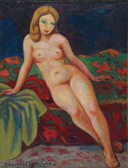 Georges MARCHOU, 1898-1984 Le nu blond Huile sur toile, signée en bas à gauche, titrée...