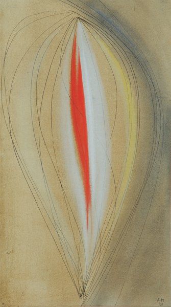 Alastair MORTON, 1910 -1963 Sans titre rouge et blanc, 1953 Aquarelle et encre noire,...