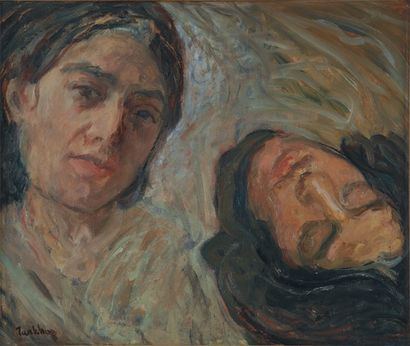 Nikolai Alexandrovitch TARKHOV, 1871 -1930 Deux têtes Esquisse à l'huile sur carton...