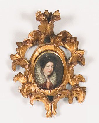 École ITALIENNE vers 1600 Portrait de jeune femme à la collerette blanche Cuivre...