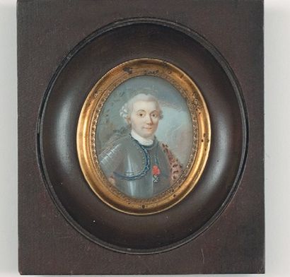 null Portrait d'un officier portant la médaille de Saint-Louis ainsi qu'une peau...