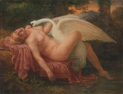 VALLIN Jacques - Antoine (attribué à) (1760 - 1831) Léda et le cygne Huile sur toile...