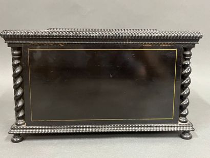 null Rectangular mailbox in blackened wood with inlaid mother-of-pearl and gilded...