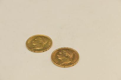 Deux pièces en or de 40 Francs Napoélon I...