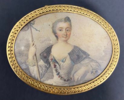 null Petite boite en bois noircit et monture or 18k
Paris 1761-1762
Poinçon d'orfèvre...