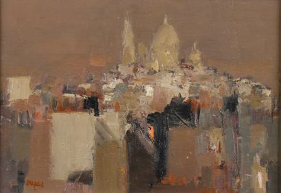 null DUPAS, 20th century,
View of the Sacré-Coeur,
oil on isorel, signed lower left,...