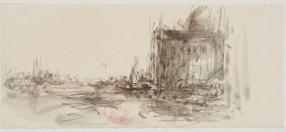 Félix ZIEM, 1821 -1911 Impression de Venise - Gondole sur la lagune Deux dessins...