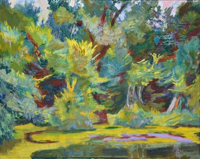 BERTHOMMÉ-SAINT-ANDRÉ Louis, 1905-1977 Forêt jaune Huile sur toile, signée en bas...