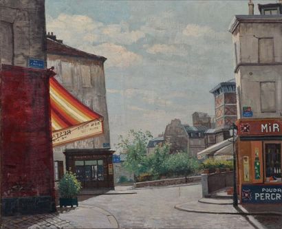 CARIO Louis, 1889-1941 Carrefour à Paris Huile sur toile, signée en bas à droite,...