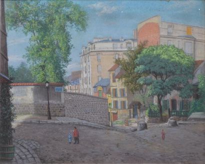CARIO Louis, 1889-1941 Rue descendante à montmartre, 1932 Pastel (traces d'humidité),...