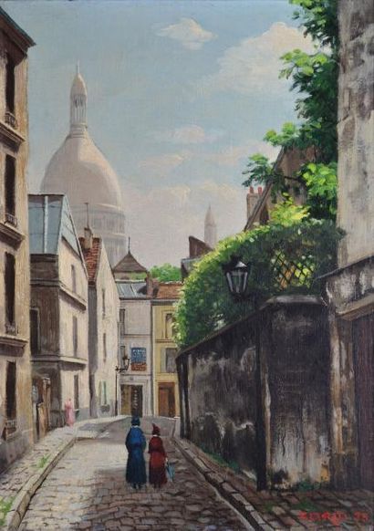 CARIO Louis, 1889-1941 Rue au Sacré-Coeur, 1938 Huile sur toile, signée et datée...
