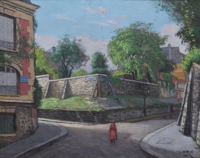 CARIO Louis, 1889-1941 Rue de Montmartre, 1936 Pastel, signé et daté en bas à droite,...