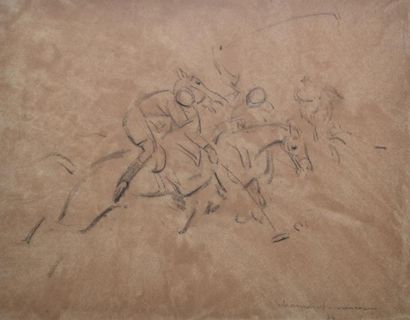 CHAURAND-NAURAC Jean Raoul (1878-1948) Joueurs de polo, 1934 Crayon noir (rousseurs...