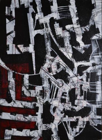 DRIGUET Michel (Né en 1948) Composition abstraite Technique mixte sur toile, signée...