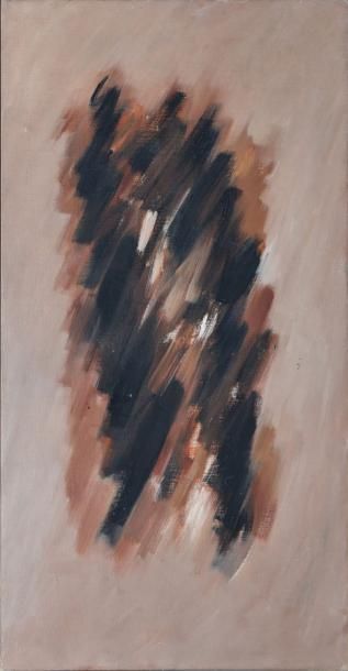 SIGNOVERT Jean (1919-1981) Sans titre brun Huile sur toile, non signée, cachet au...