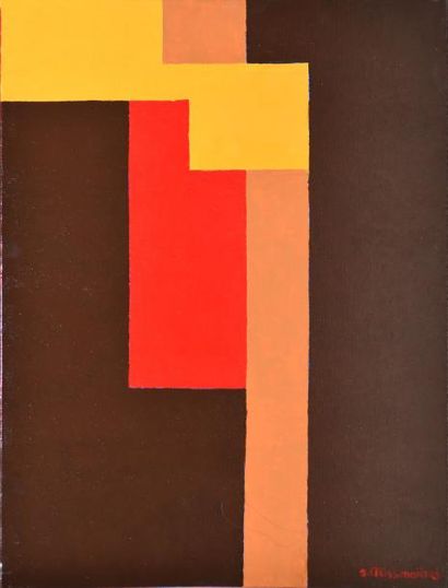 TEISSONNIERES Jean-Claude, né en 1934 Composition en rouge et brun Acrylique sur...