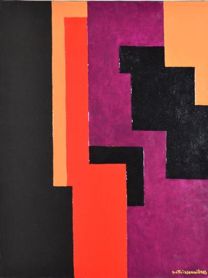 TEISSONNIERES Jean-Claude, né en 1934 Composition en noir et violet Acrylique sur...