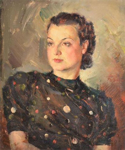 PASTOUKHOF Boris, 1894 -1974 Jeune femme brune, 1947 Paris Huile sur toile, signée,...