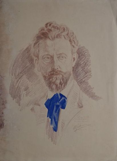 ABOUGIT Marcel, XXe siècle Portrait de R. Pinatel à Rabat, 5.5.1928 Pastels et gouache...