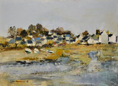 JOUENNE Michel, né en 1933 Marée basse à Daoulas Huile sur toile, signée en bas à...