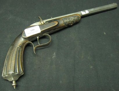 null Pistolet de salon de type FLOBERT calibre 5.5 Bois sculpté et crosse cannelée....