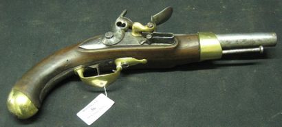 null Pistolet de cavalerie à silex modèle 1816. Platine illisible et manque la machoire...