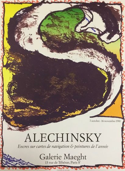null ALECHINSKY Pierre 
Original 1981 poster "Inks on navigation charts and paintings...