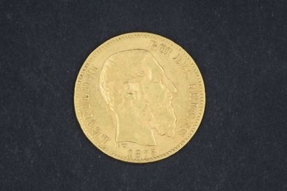 Pièce en or de 20 francs Leopold II tête...