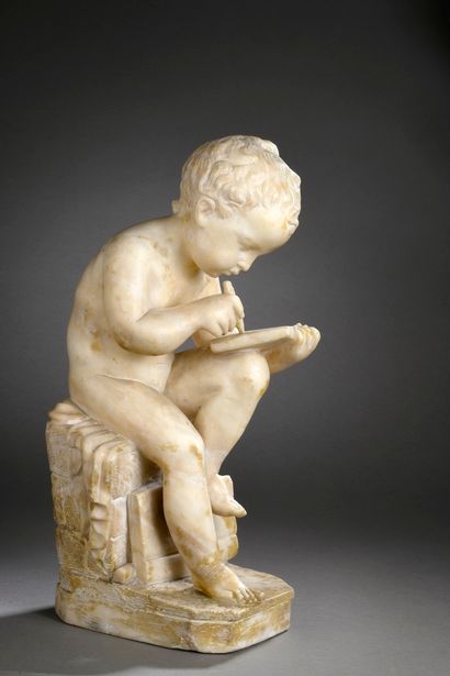  CANOVA Antonio, d'après
Enfant écrivain 
Groupe en marbre, sur la tablette : ANTONIO... Gazette Drouot