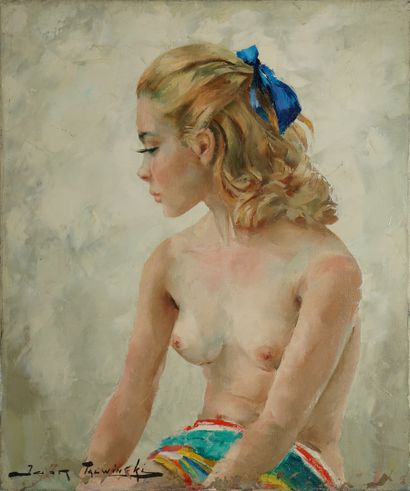 null TALWINSKI Igor (1907-1983)
Blonde au noeud bleu 
Huile sur toile (manques vers...