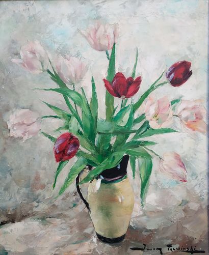 null TALWINSKI Igor (1907-1983)
Tulipes roses et rouges 
Huile sur toile (quelques...