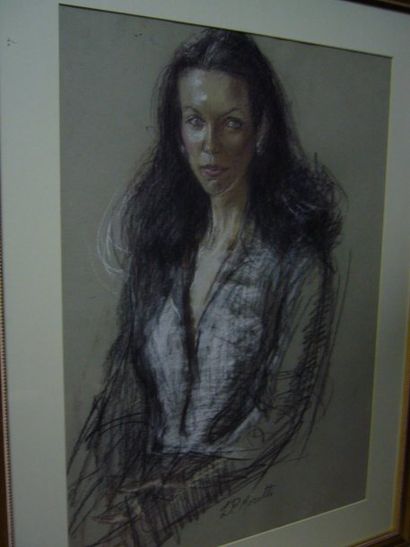 MORETTI Lucien-Philippe, 1922-2000 Beauté brune, dessin au pastel sur papier gris,...