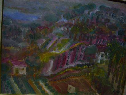 MENTOR Blasco, 1918-2003 Les environs de Fermo, huile sur toile, signée en bas à...