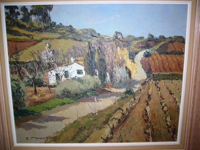 MANGENOT Emile, 1910-1991 Les vignes, huile sur toile, signée en bas à gauche, 38...