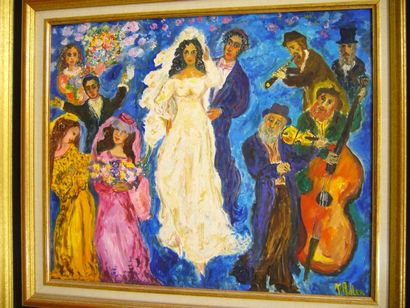 ADLER Karol, (1936) Le mariage, huile sur toile, signée en bas à droite, 46 x 55...